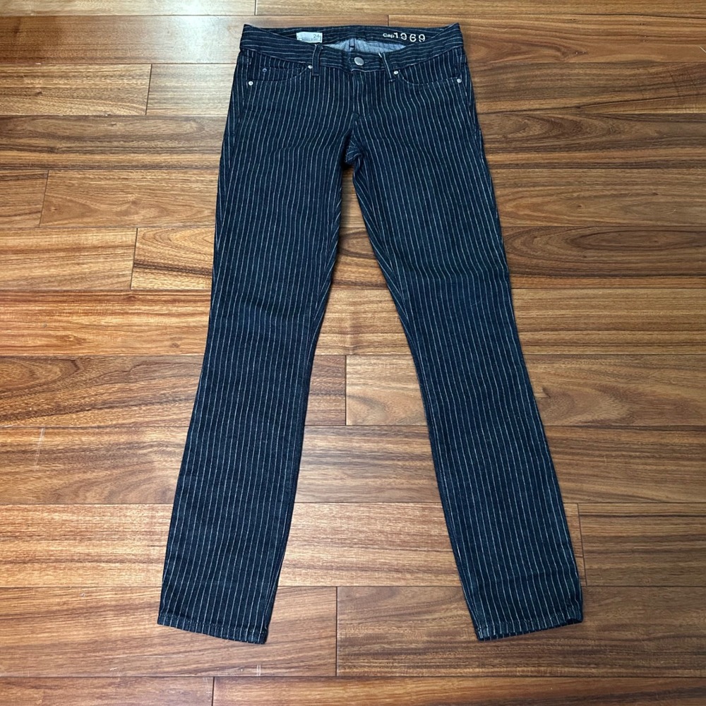 Gap 1969 Always Skinny‎ Pinstripe Jeans Indigo Blue 24r low rise 2000